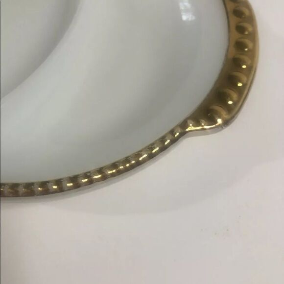 mid century modern anchor hocking fire-king relish dish with gold trim fall - Picture 3 of 8